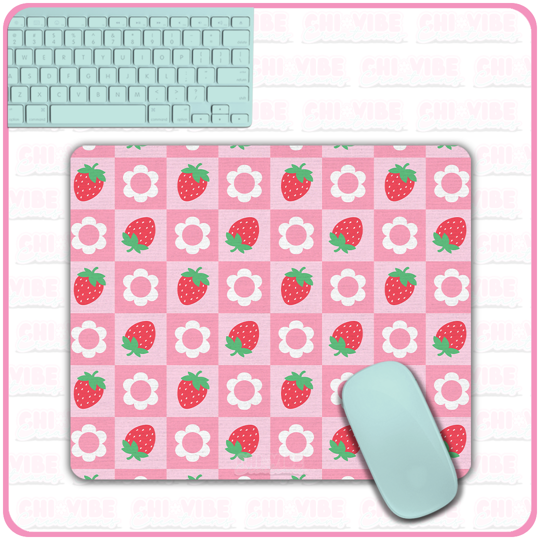 Sweet Strawberry (Checkers) Mouse Pad