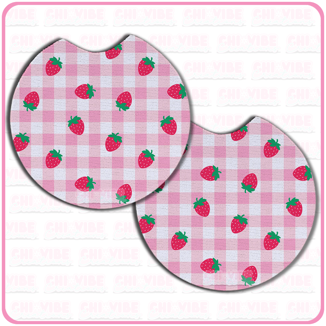 Sweet Strawberry (Picnic) Car Coasters