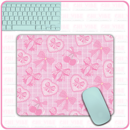Coquette Cherries (Tiled Pink) Mouse Pad