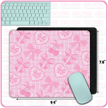 Coquette Cherries (Tiled Pink) Mouse Pad