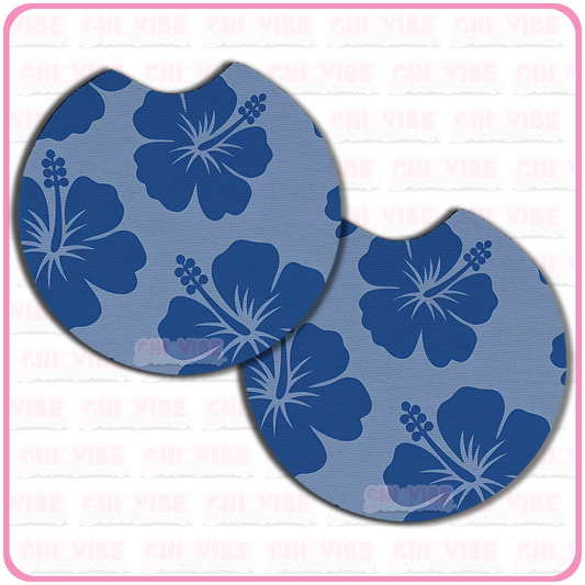 Hibiscus Vibe (Blue) Car Coasters