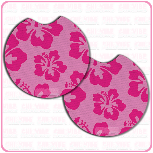 Hibiscus Vibe (Pink) Car Coasters