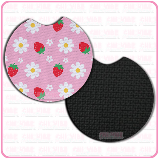 Sweet Strawberry (Daisies) Car Coasters