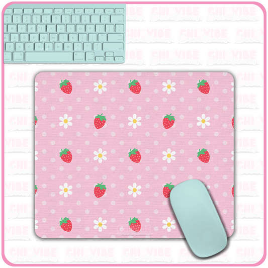 Sweet Strawberry (Polka Dot Daisies) Mouse Pad